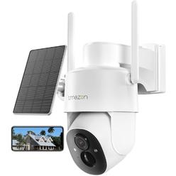 TMEZON Wireless Security Camera Outdoor, 2K Security Camera Wireless Solar Powered, PTZ WiFi Control, Color Night Vision with Pan Tilt