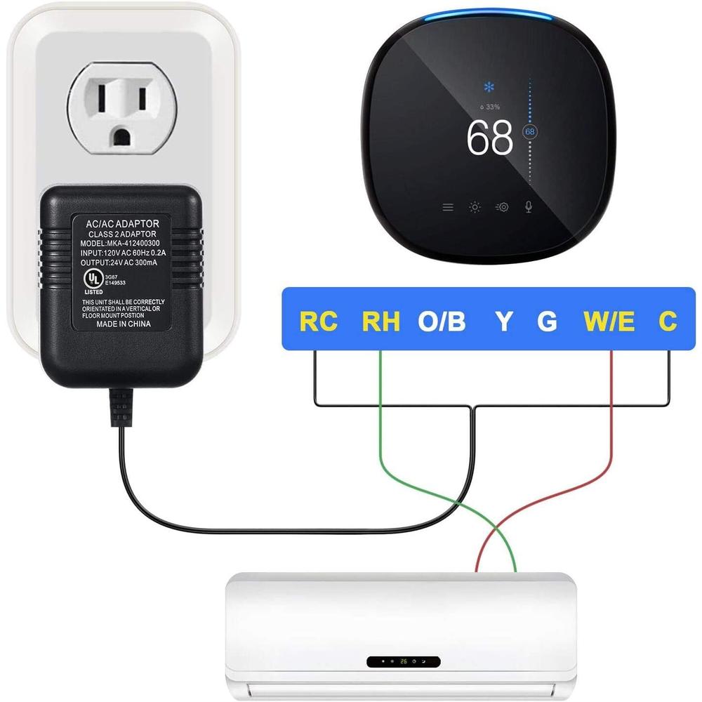 Hotop 24 Volt Transformer, C Wire Adapter Thermostats, Power Supply Compatible with Ecobee, Nest and Honeywell Smart WiFi Thermostat,