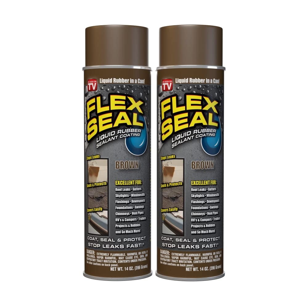 Generic Flex Seal Spray Rubber Sealant Coating, 14-oz, Brown (2 Pack)