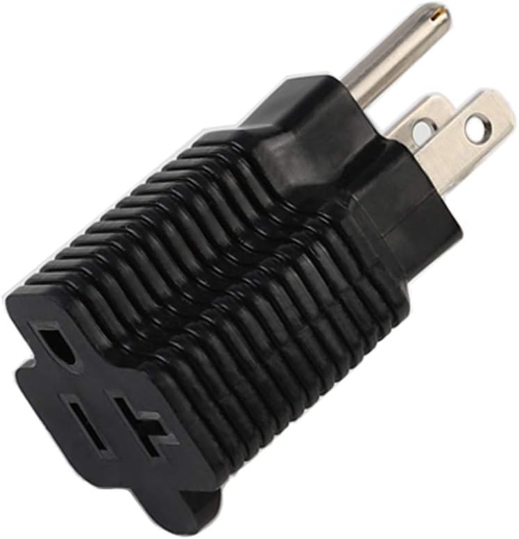 acbroad Nema 15 Amp to 20 Amp Plug Adapter ETL Listed NEMA 5-15P to 5-15/20R (Comb 20Amp T Blade) 15 Amp Household Plug to 20 Amp T-Bla