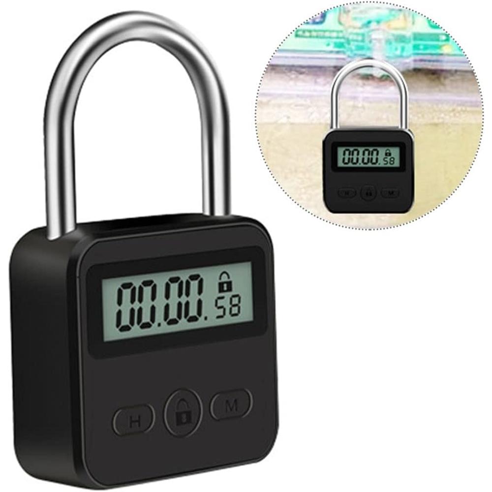 iayokocc Metal Timer Lock, 99 Hours Max Timing Lock with LCD Display, Multi-Function Electronic Timer Lock, USB Rechargeable Timer Padlo
