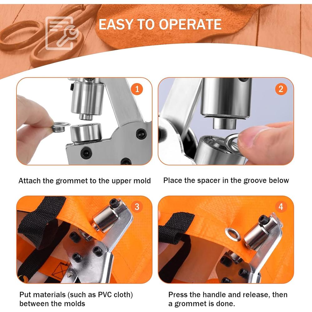Generic BEAMNOVA Grommet Tool Kit 3/8 Inch (10mm) Handheld Hole Punch Pliers Grommet Machine Hand Press 500 Silver Grommets Supplies