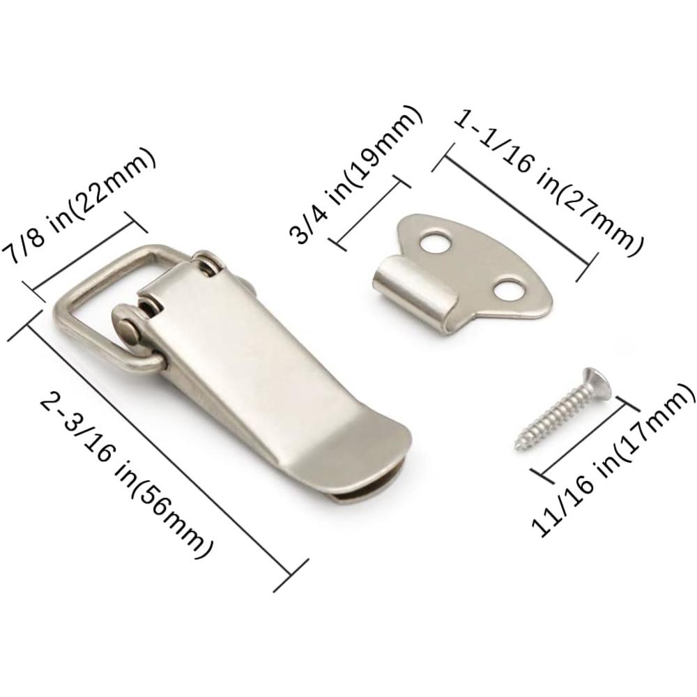 kacutor Latch, Stainless Steel Spring Loaded Toggle Latch, Sliver Catch Hasp Clamp Clip Lock with High Quality 304 Stainless Steel Scre