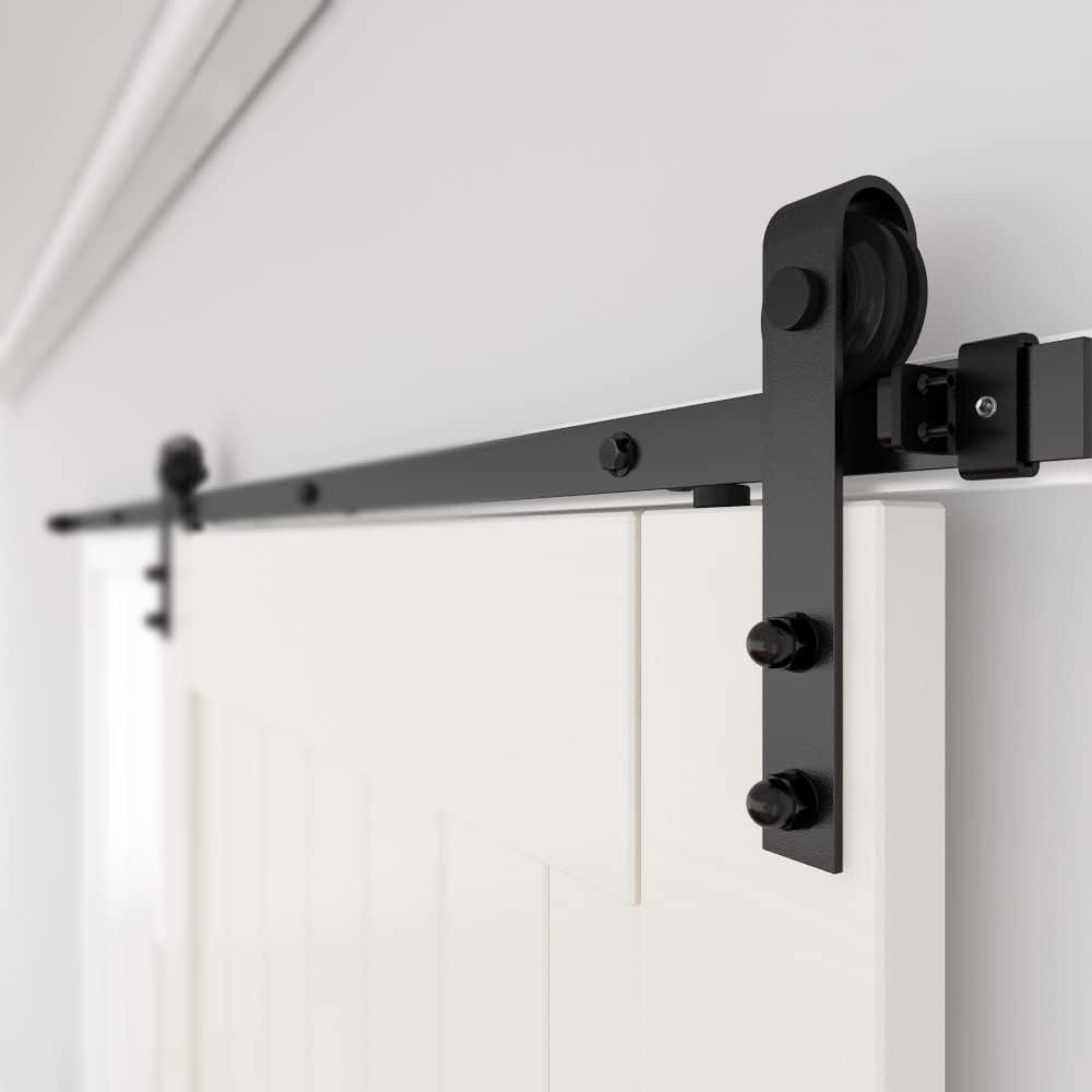 SKYSEN 6FT Barn Door Hardware Kit, Sliding Barn Door Track Rail Kit, Smooth and Quiet- Easy to Install- Manual Included- Lite V