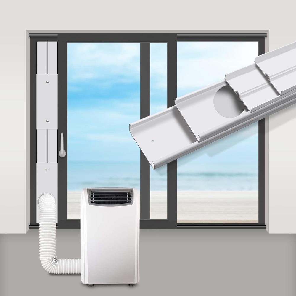 gulrear Portable Air Conditioner Sliding Door Vent Kit, Universal Balcony Sliding Door Seal Plate for Portable AC, Max Adjustable Lengt