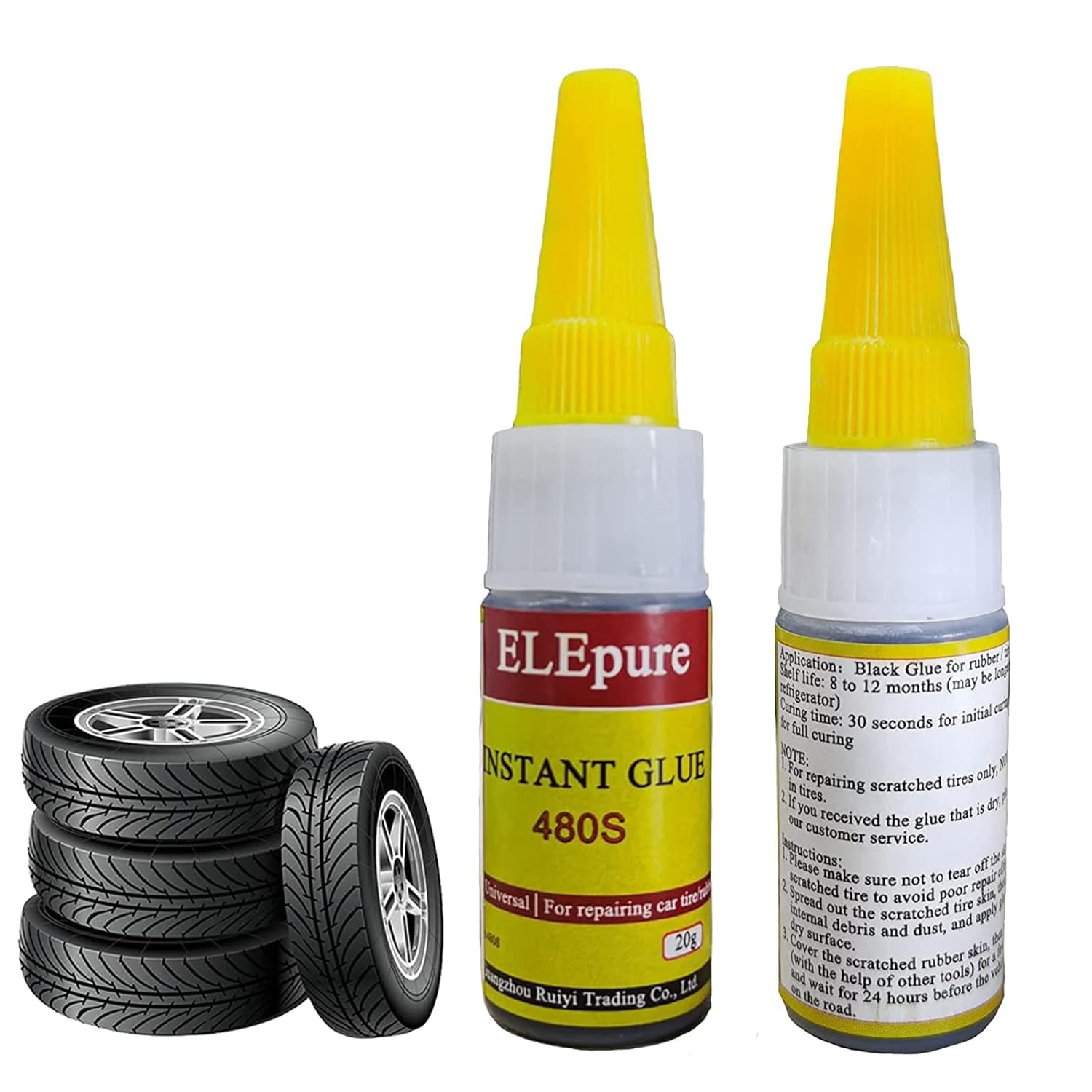 Generic ELEpure 480s Black Strong Adhesive Car Rubber Repair Tire Glue  Leather Glue Car Window Speaker Seal Tire Repair Glue 20g