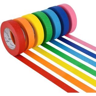 skytogether 7 Rolls Colored Masking Tape, Colorful Rainbow Painters Tape, 7  Colors Decorative Arts