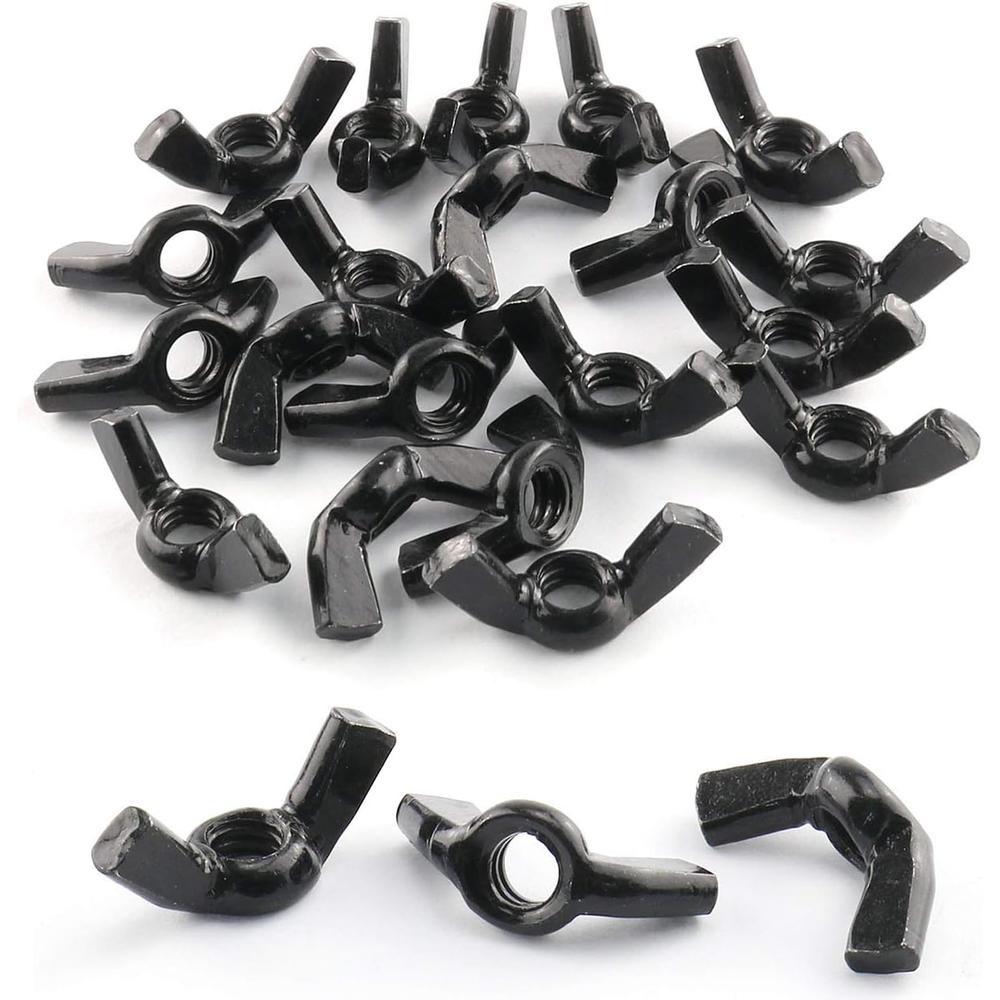 E-outstanding Wing Nut 20PCS 1/4Inch-20 Black Carbon Steel Wing Nuts Female Knobs Fastenings Hardware Fitting