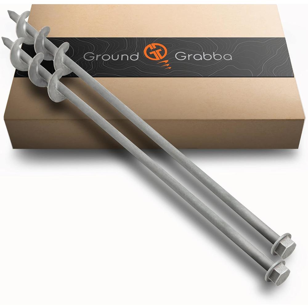 GROUNDGRABBA Screw in Tent Stake for Sand and Loose Ground | Premium Drill Driven Ground Anchor Earth Screws| 2X GroundGrabba Pro II