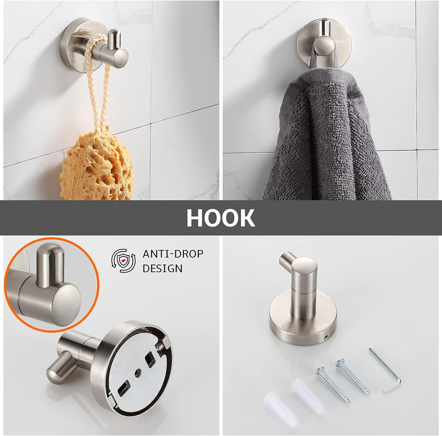 BGL Bathroom Hardware Set Brushed Nickel 4-Pieces Bathroom Towel Rack 24 Inches Adjustable Bathroom Accessories Set