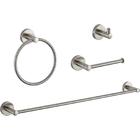 Dracelo 4-Piece Bath Hardware Set with Towel Ring Toilet Paper Holder Robe Hook and 18 or 24 in. Towel Bar in Brushed Nickel