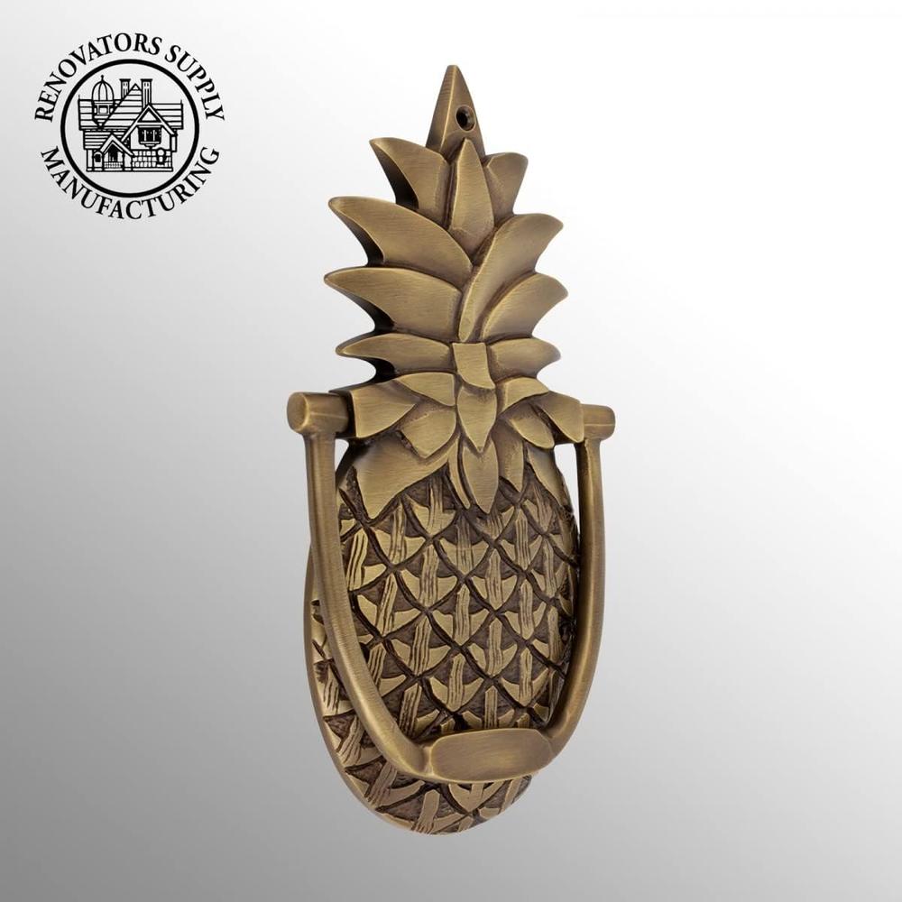 Generic Antique Brass Pineapple Shaped Door Knocker 8 Inches H Solid Brass Vintage Front Door Or Gate Metal Knockers with Lacquered Fin