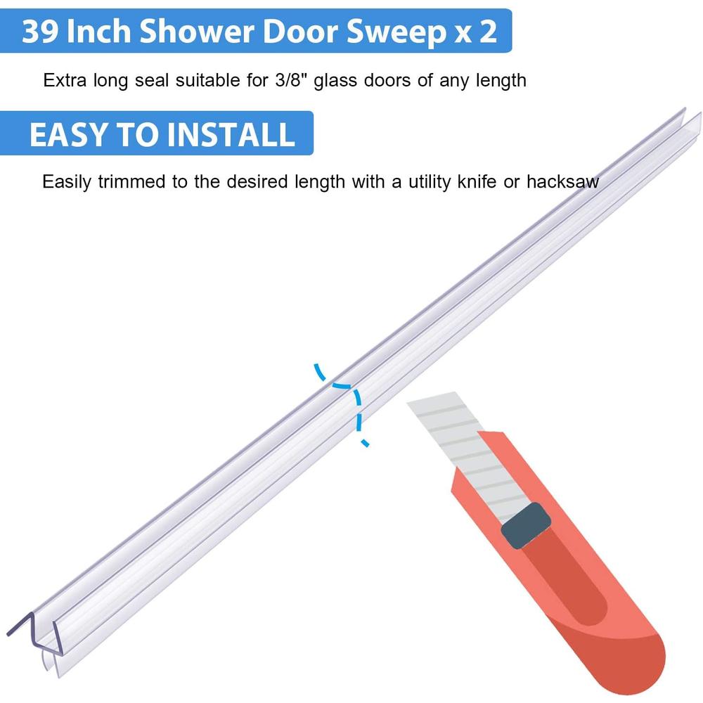 Butecare 2-Pack  Frameless Shower Door Bottom Seal &#226;&#128;&#147; Stop Shower Leaks and Create a Water Barrier (3/8&
