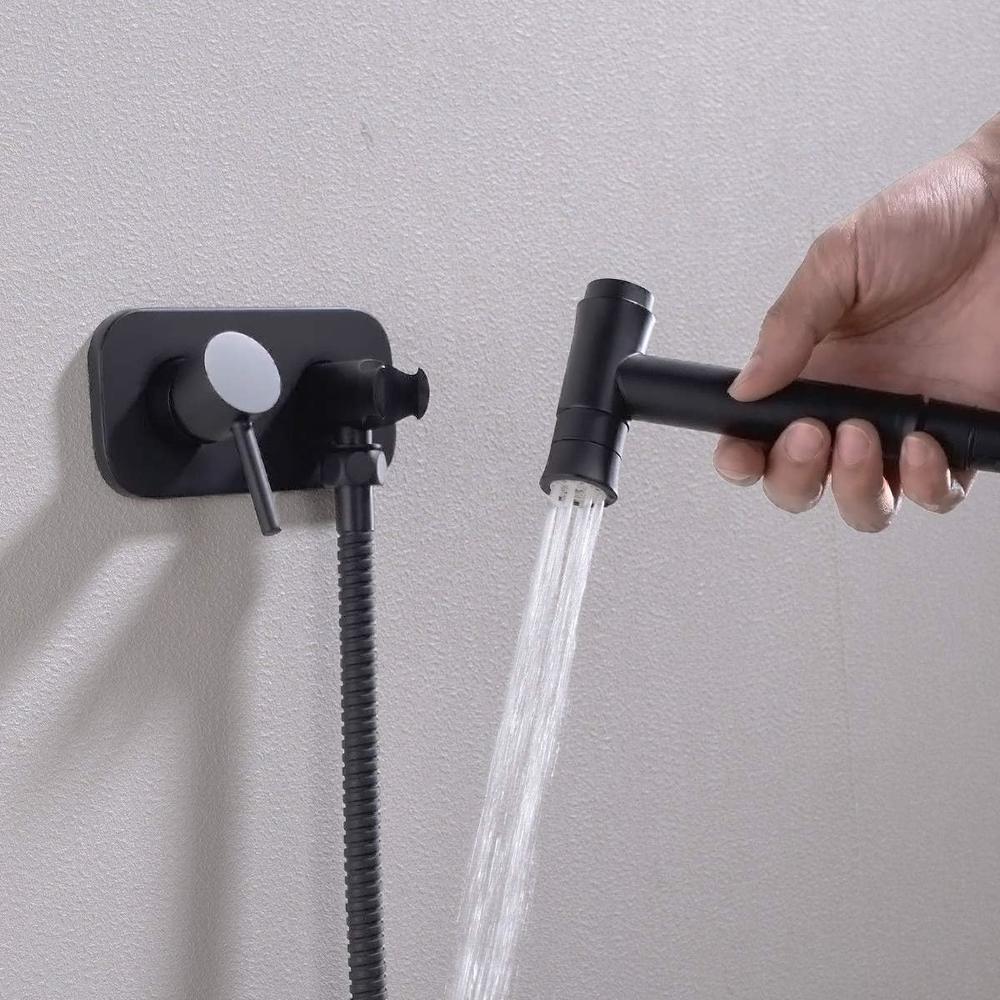 TRUSTMI Toilet Concealed Hot and Cold Bidet Spray Set 2 Function Hand Held Sprayer Shattaf Bathroom Attachment,Black