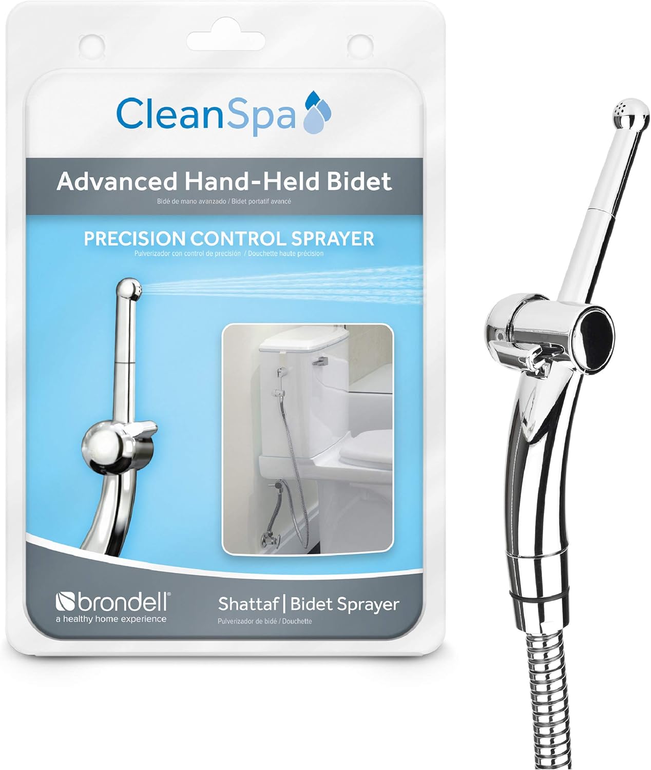 Brondell Hand Held Bidet Sprayer for Toilet CleanSpa Advanced Bidet Attachment with Precision Pressure Control Jet Spray - Ergonomic Han