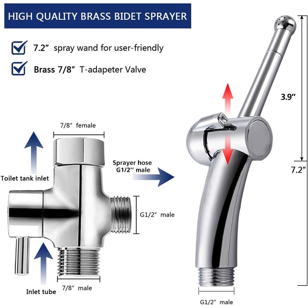 SOOSI Handheld Bidet Sprayer for Toilet, 90&#194;&#176;Precision Pressure Control (Jet/Soft) Spray Hand Held Bidet for Toilet