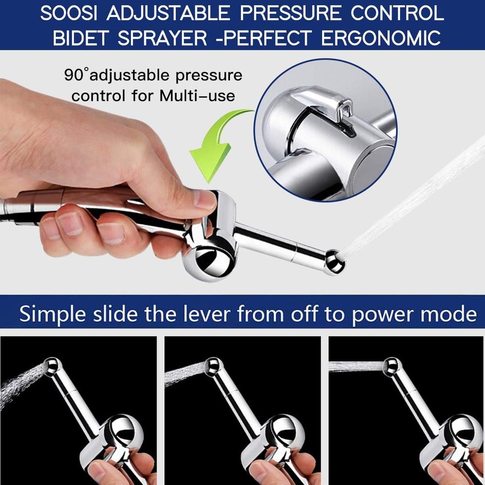 SOOSI Handheld Bidet Sprayer for Toilet, 90&#194;&#176;Precision Pressure Control (Jet/Soft) Spray Hand Held Bidet for Toilet