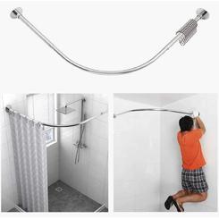 Tanxih Corner Shower Curtain Rod Adjustable Stainless Steel L Shaped Rack Drill Free Install for Bathroom, Bathtub, Clothing Store (35