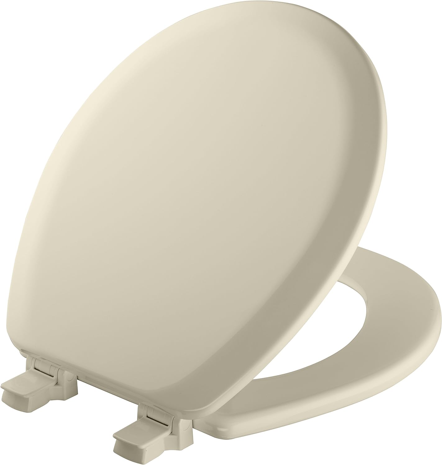 MAYFAIR 41EC 346 Cameron Toilet Seat will Never Loosen and Easily Remove, ROUND, Durable Enameled Wood, Biscuit/Linen