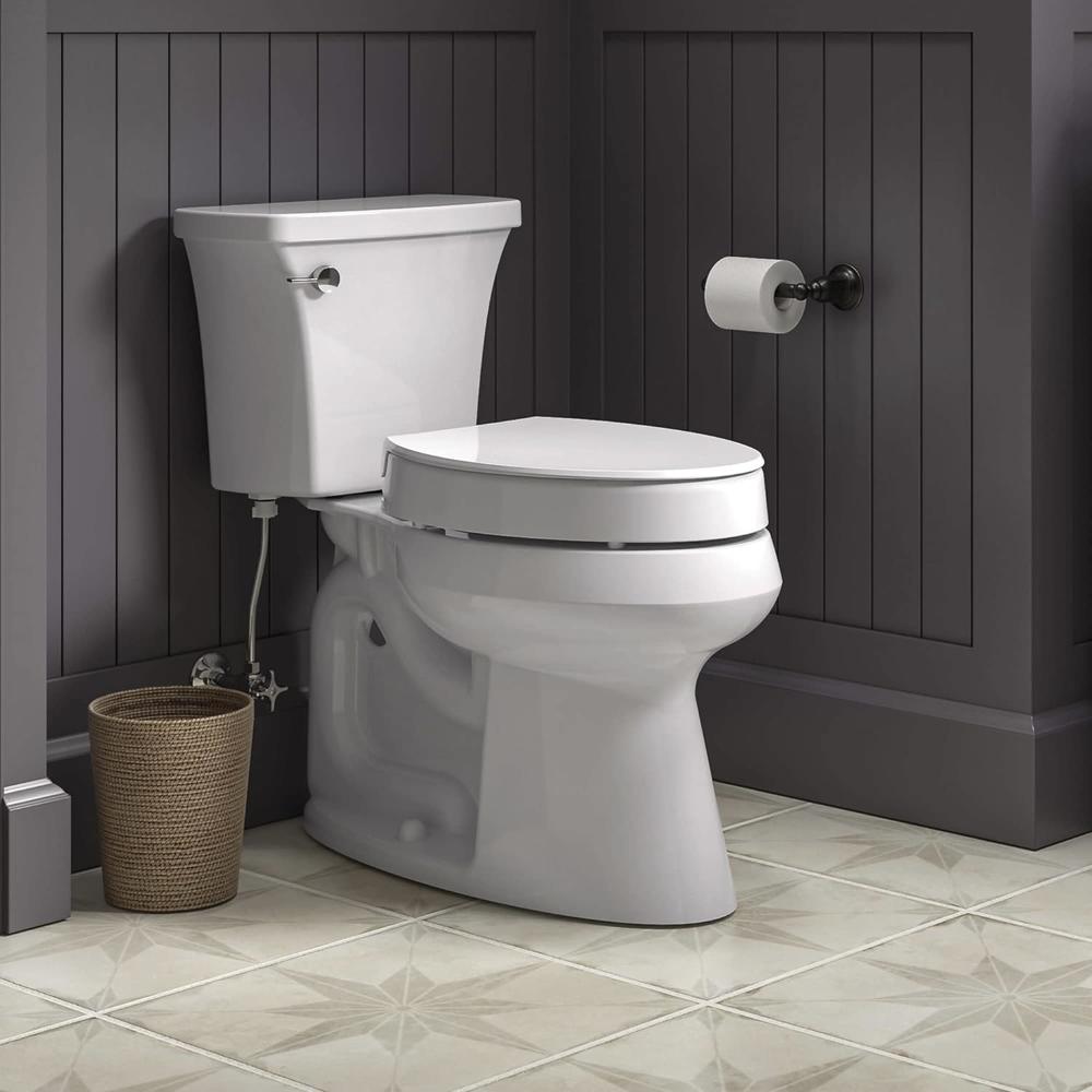 Kohler Hyten Elevated Quiet-Close Elongated toilet seat, White