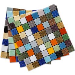 DICOFUN 40-Sheet Colorful Glass Peel and Stick Backsplash, 6.6" x 6.6" Mixed Color Stained Quartz Mosaic Tiles