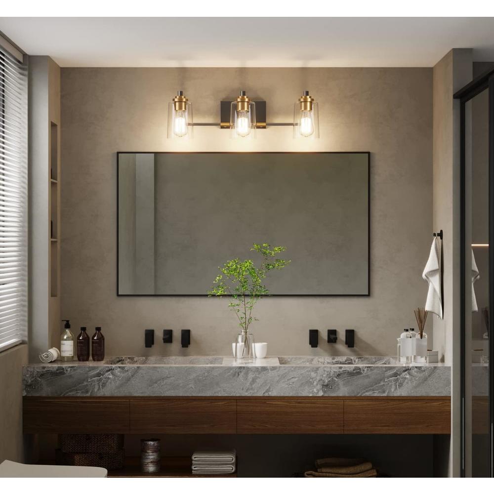 solfart 3 Lights Vintage Bathroom Vanity Lights Bathroom Light Fixtures Over Mirror Modern Matt Black Gold Globe Bath Wall Sconces Wall