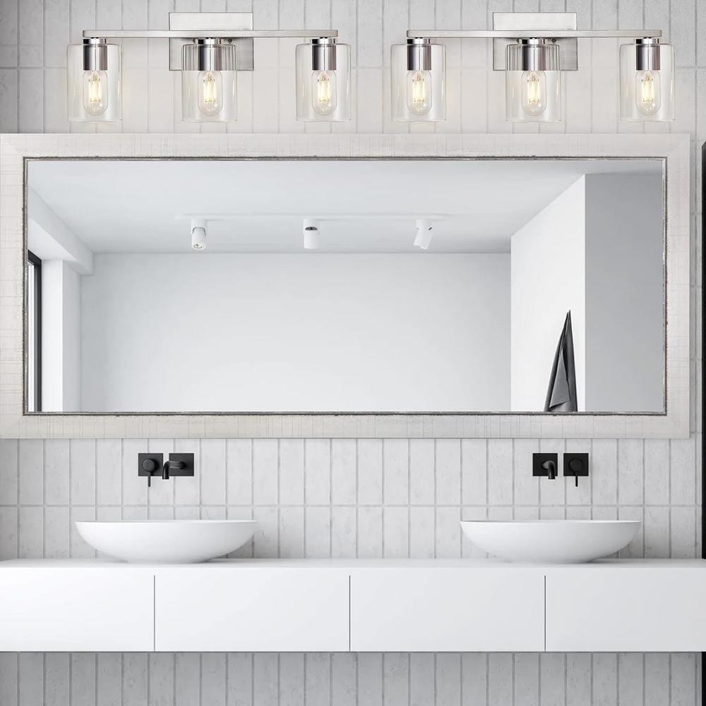 DRNANLIT 3-Light Vanity Light, Brushed Nickel Bathroom Lighting Fixtures Over Mirror, Modern Metal Wall Lights for Hallway Kitchen Bedro