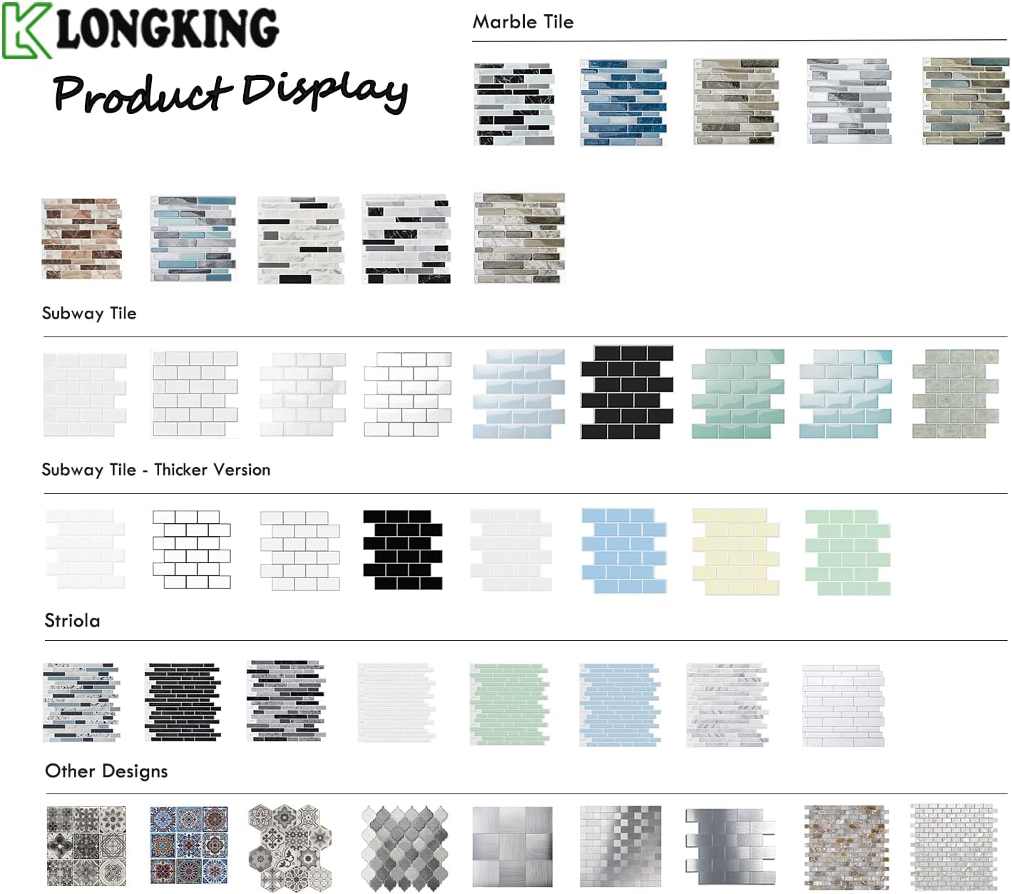 LONGKING White Subway Tiles Peel and Stick Backsplash, Stick on Tiles Kitchen Backsplash (Pack of 10, Thicker Design)
