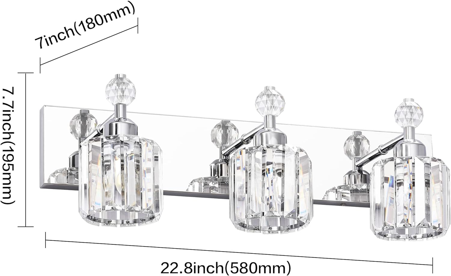 PRESDE Modern Crystal Bathroom Lights Fixtures Over Mirror Chrome 3 Light Vanity Light for Bathroom Wall Lights Fixtures