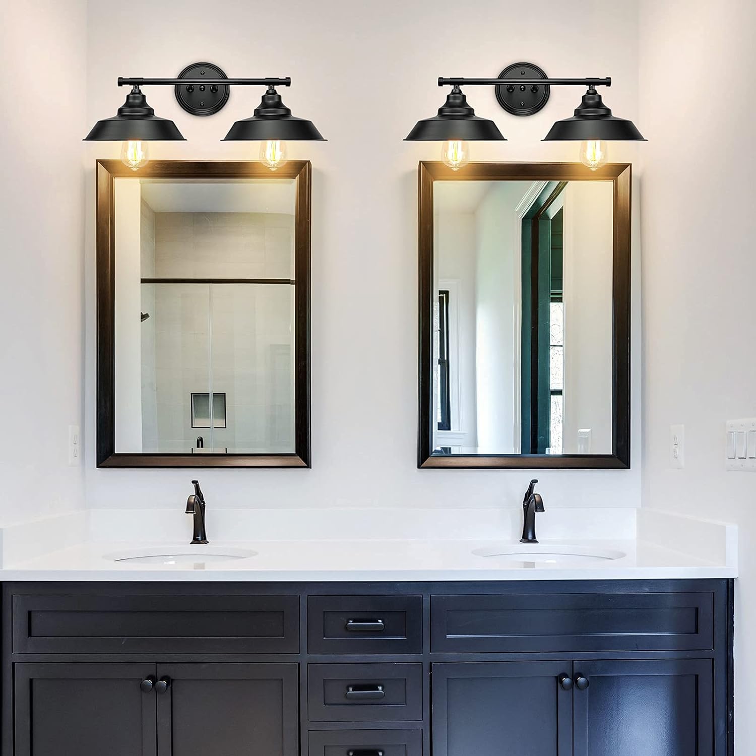 GZBEINI Black Vanity Light Fixtures for Bathroom, Rustic Bathroom Light Fixtures Over Mirror Vintage Mid Century Wall Sconces Rustic St