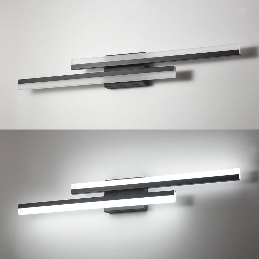 PRESDE 32in Dimmable Modern Black LED Vanity Light Fixtures for Bathroom Over Mirror Lighting (Cold White 6000K)