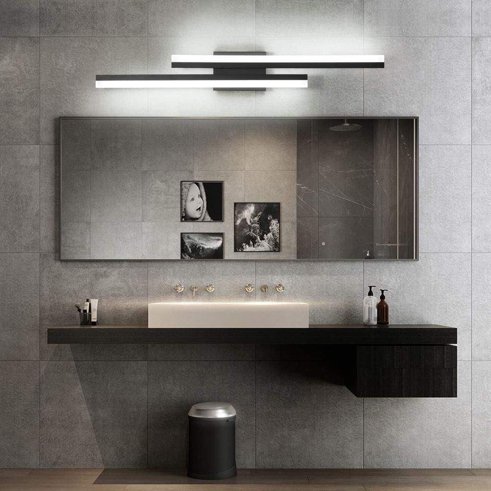 PRESDE 32in Dimmable Modern Black LED Vanity Light Fixtures for Bathroom Over Mirror Lighting (Cold White 6000K)