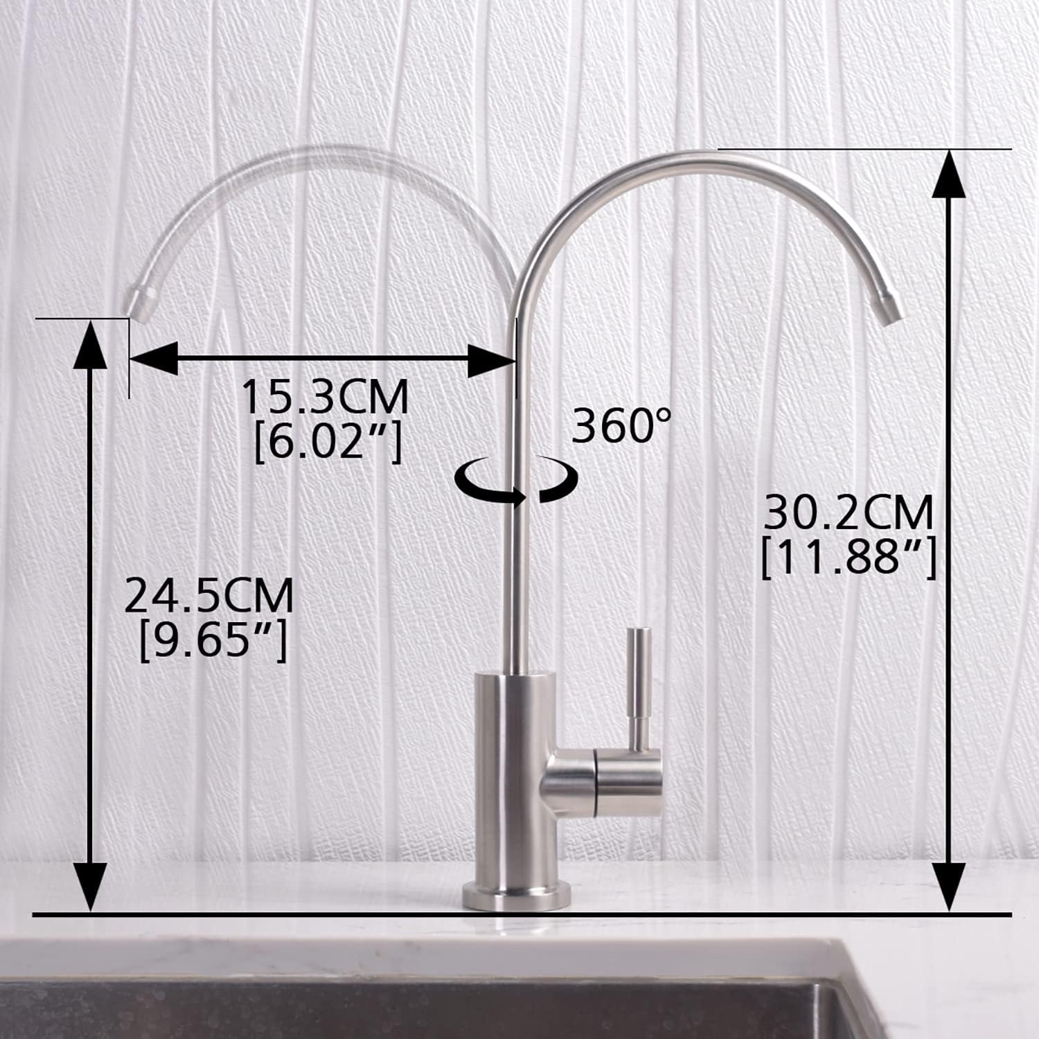 Trywell Kitchen Bar Drinking Water Faucet RO Non Air Gap Beverage Cold Water Purifier Filtration Tap Heavy Duty SUS304 Food Gra