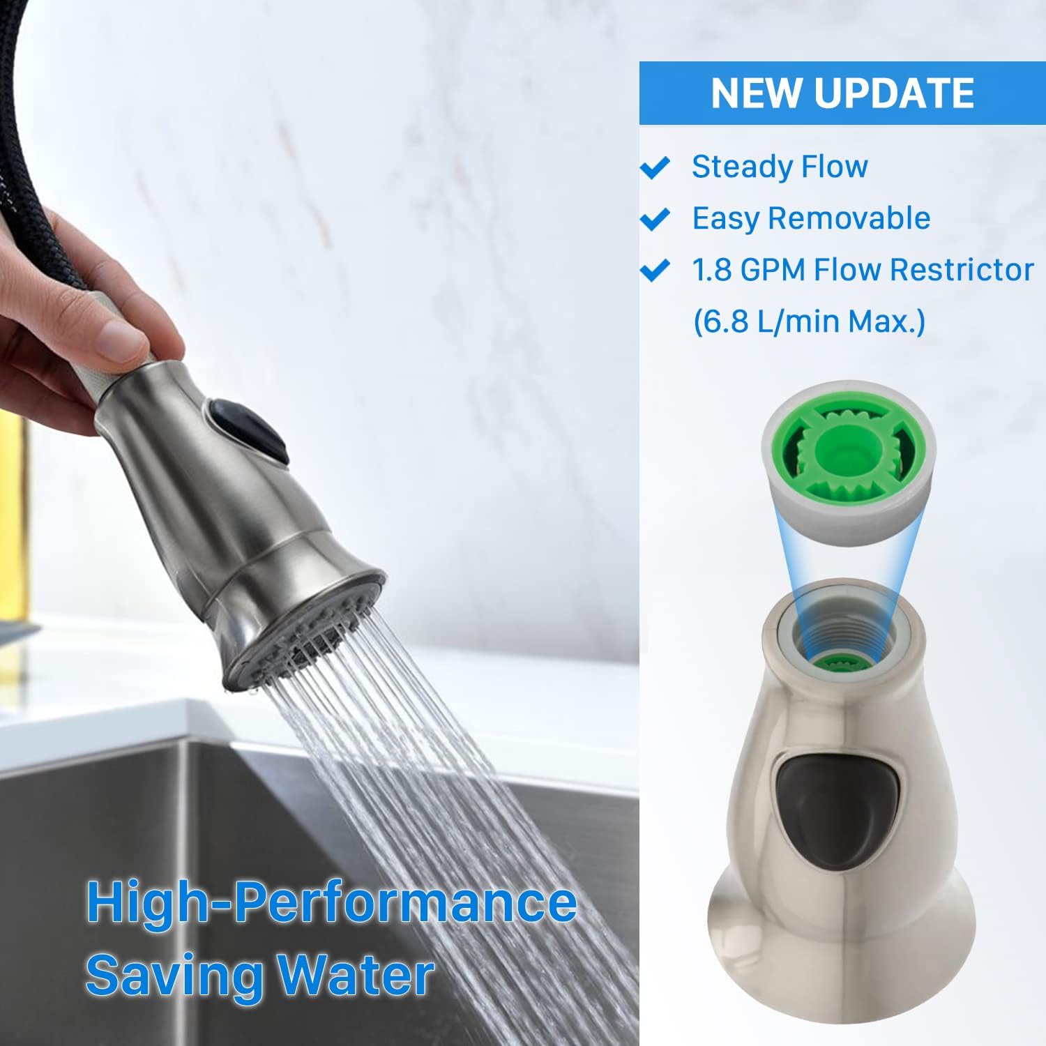 AweLife Kitchen Faucet Pull Down Spray Head, Faucet Sprayer ...