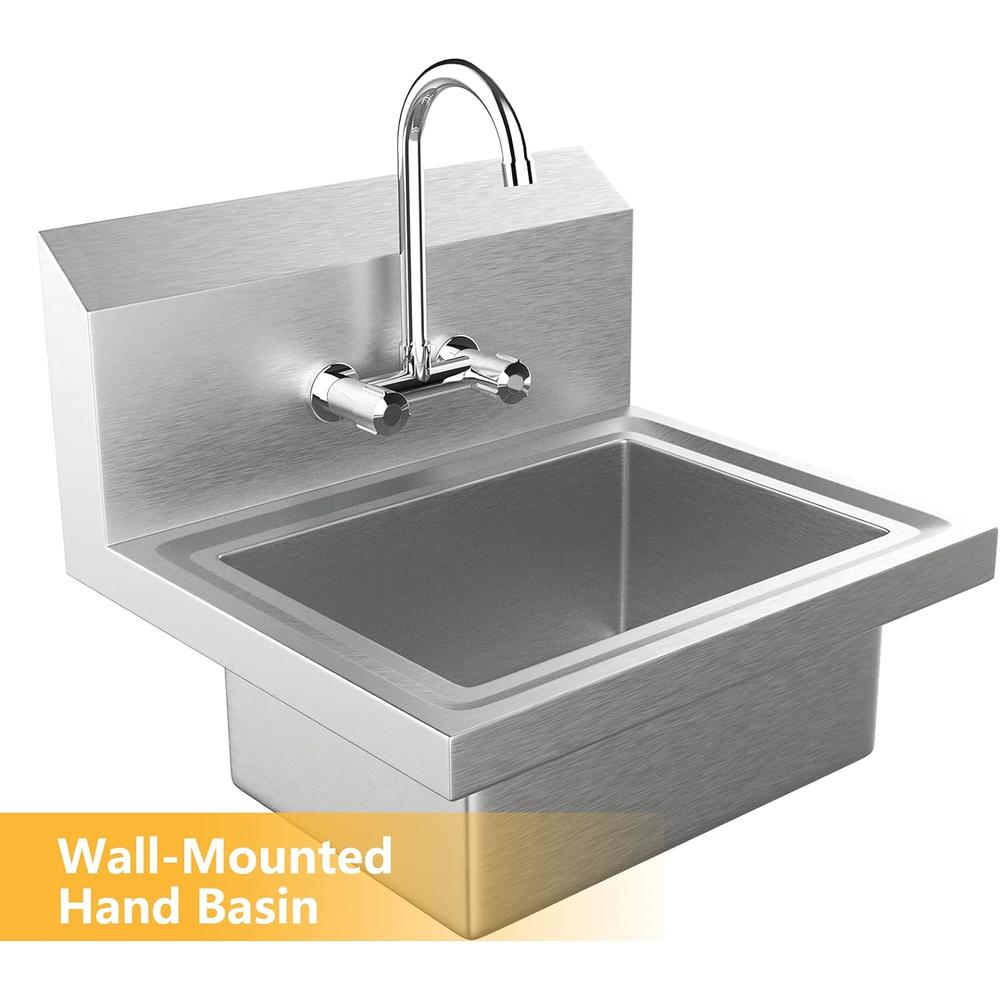 Bonnlo Upgraded Commercial Hand Wash Sink Stainless Steel