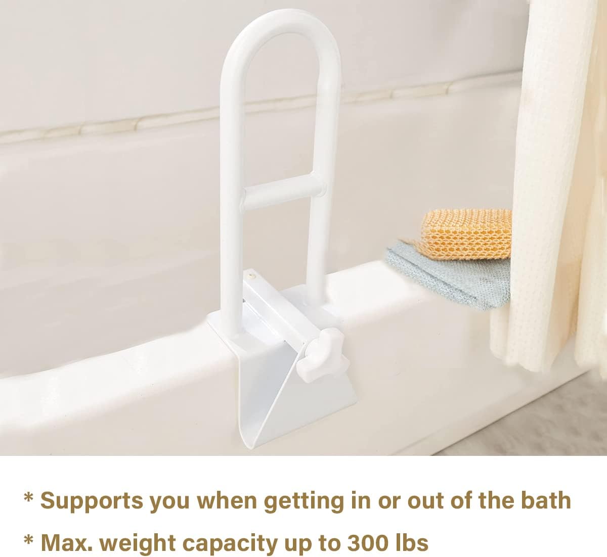 Adjustable Tub Safety Bar Shower Grab Bar Handle, Tub Grab Bar