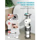 Heioov Toilet Paper Holder Stand with Shelf, Free Standing Toilet