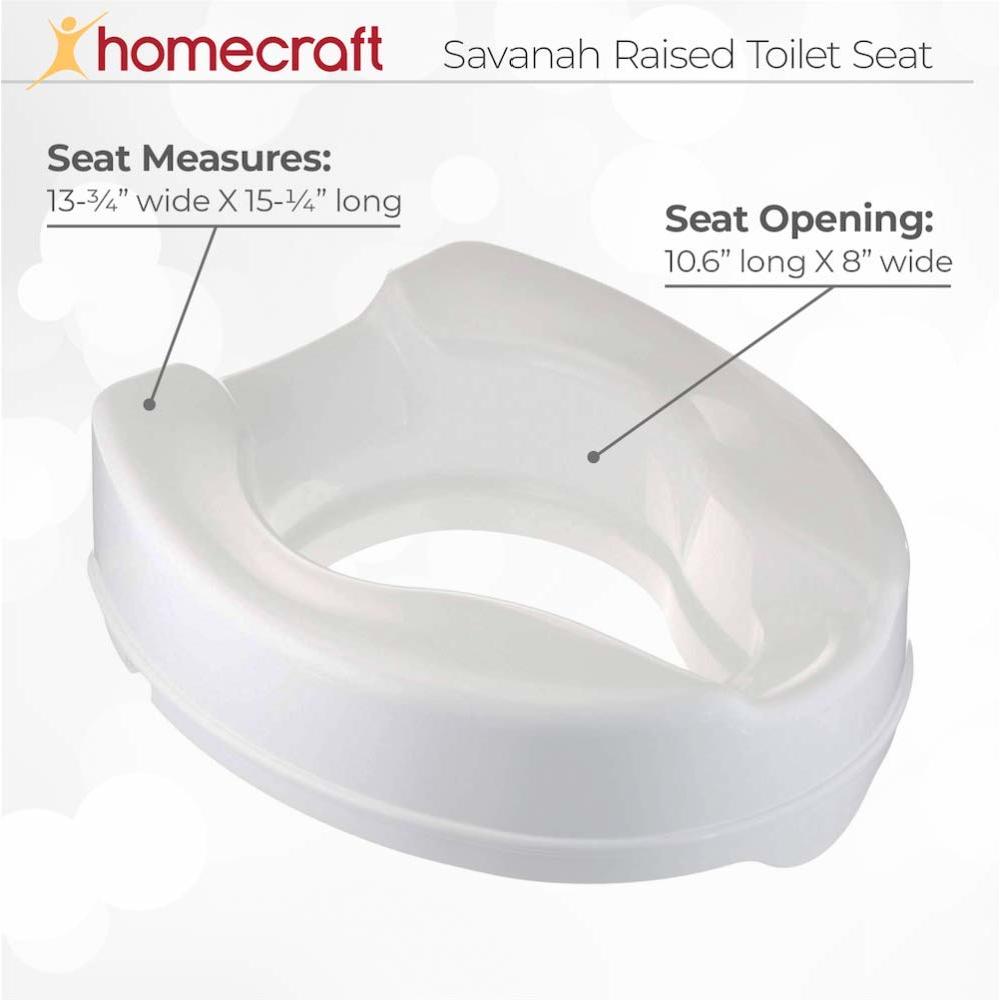 Generic Homecraft Savanah Raised Toilet Seat, 4" High Elevated Toilet Seat Locks Onto Standard Toilets, Portable Assistance Commod