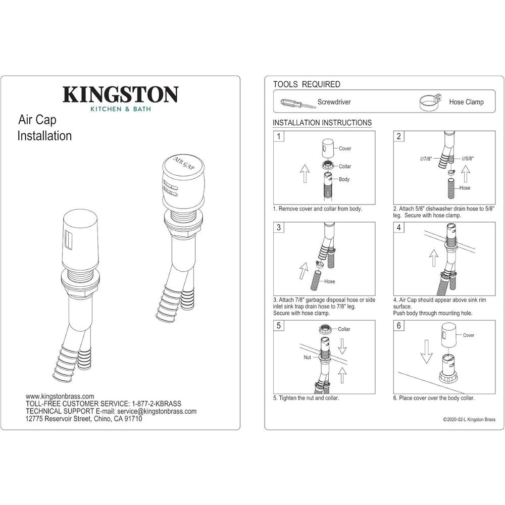 Kingston Brass K811SB Trimscape Air Gap for Dish Washer, Brushed Brass