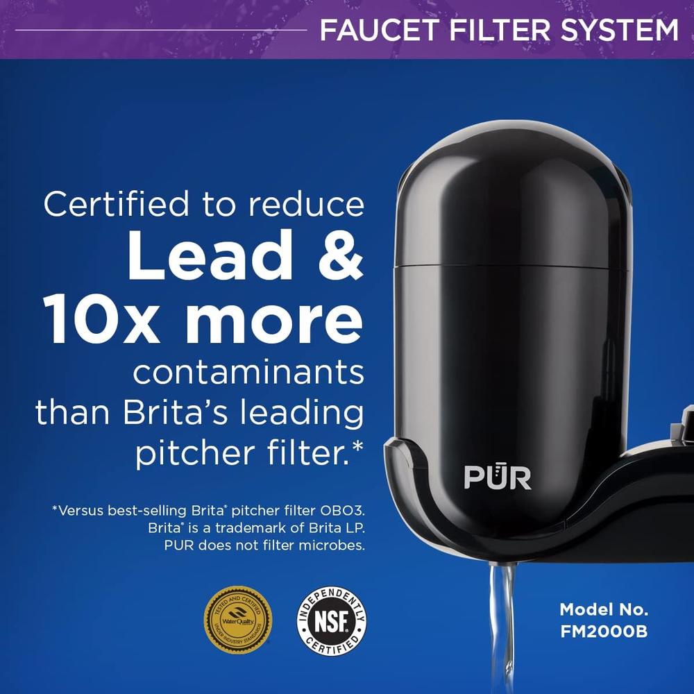 Pur Faucet Mount Water Filtration System, Black &#226;&#128;&#147; Vertical Faucet Mount for Crisp, Refreshing Water, F