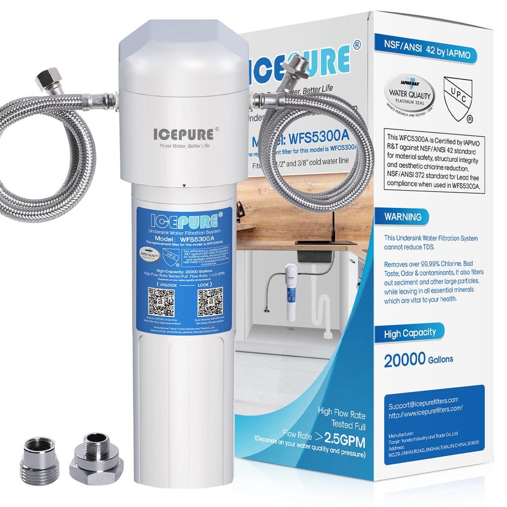 Generic ICEPURE Under Sink Water Filter System, 20000 Gallons NSF/ANSI 42 Certified, Ultra High Capacity, Direct Connect Under Counter