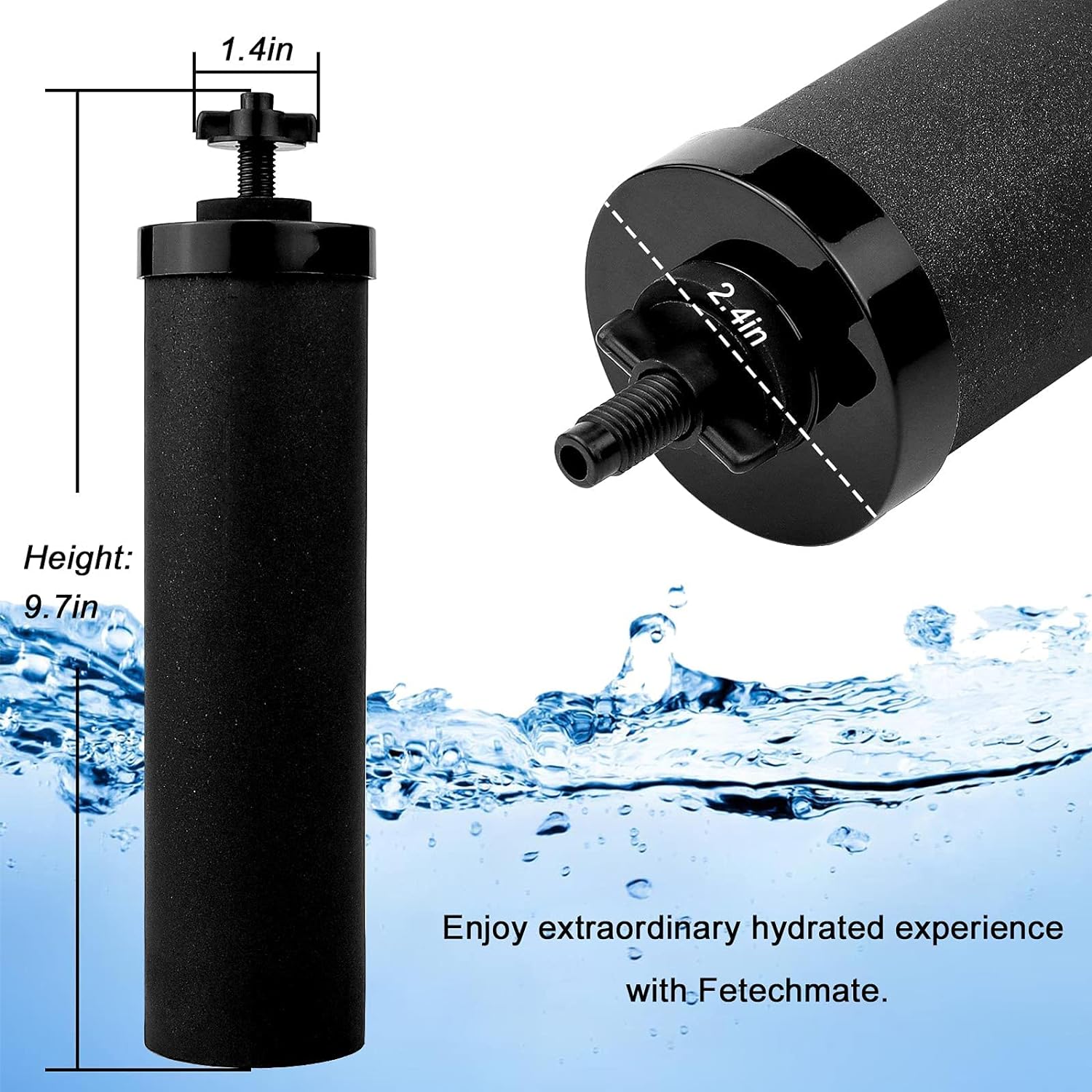 Fetechmate BB9-2 Black Purification Element Water Filter Water Purifier Replacement Filters,Black Water Filters for Home ,Travel and Outdo