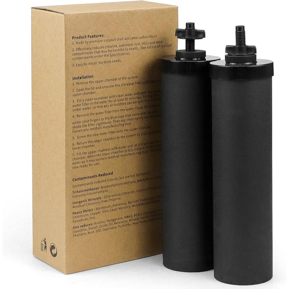 Fetechmate BB9-2 Black Purification Element Water Filter Water Purifier Replacement Filters,Black Water Filters for Home ,Travel and Outdo