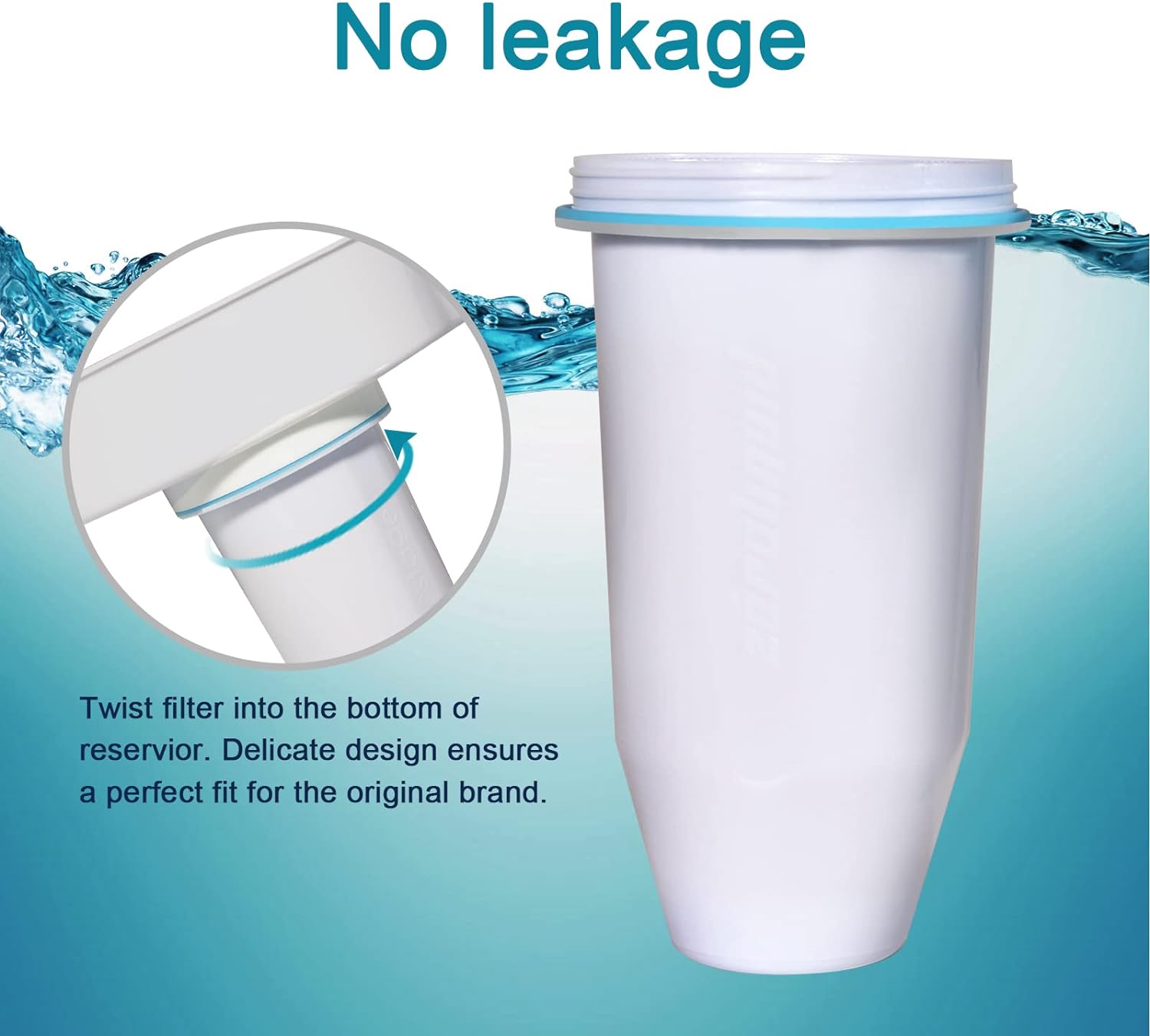 Zeroliquid ZR-017 Replacement Water Filter Compatible with Zero Water Pitchers and Dispensers, 0 TDS Filtration System, Remove Lead, Heavy