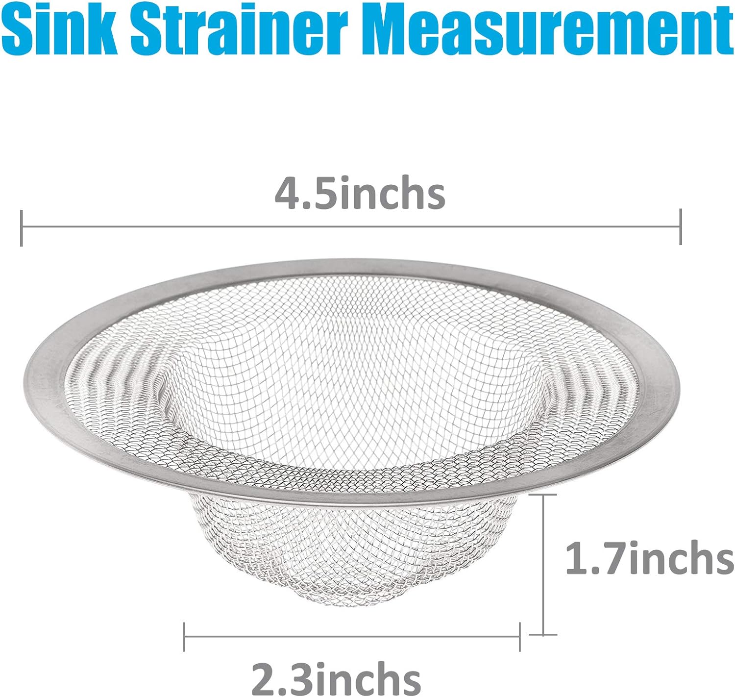 Lunyi 2 PCS Stainless Steel Sink Strainer 4.5" Diameter, Mesh Metal Drain Strainer, Fine Mesh Kitchen Sink Strainer, Hair Basket
