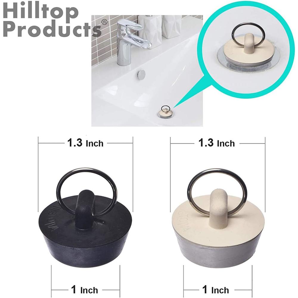 Hilltop Products Inc 4 Pack - Bathroom Sink Strainers and Stopper Plug Combo - 2.125" Top / 1" Basket, Stainless Steel Strainers and Rubbe