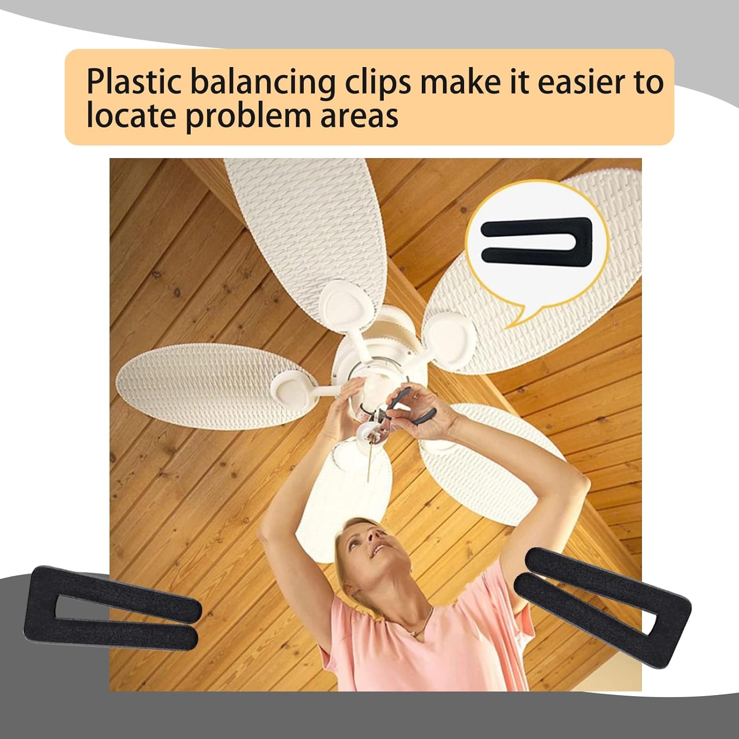 Generic Ceiling Fan Balancing kit Fan Balancing Kits Including 4 Pieces Plastic Fan Balancing Clip and 12 Pieces Metal Self-Adhesive 3G