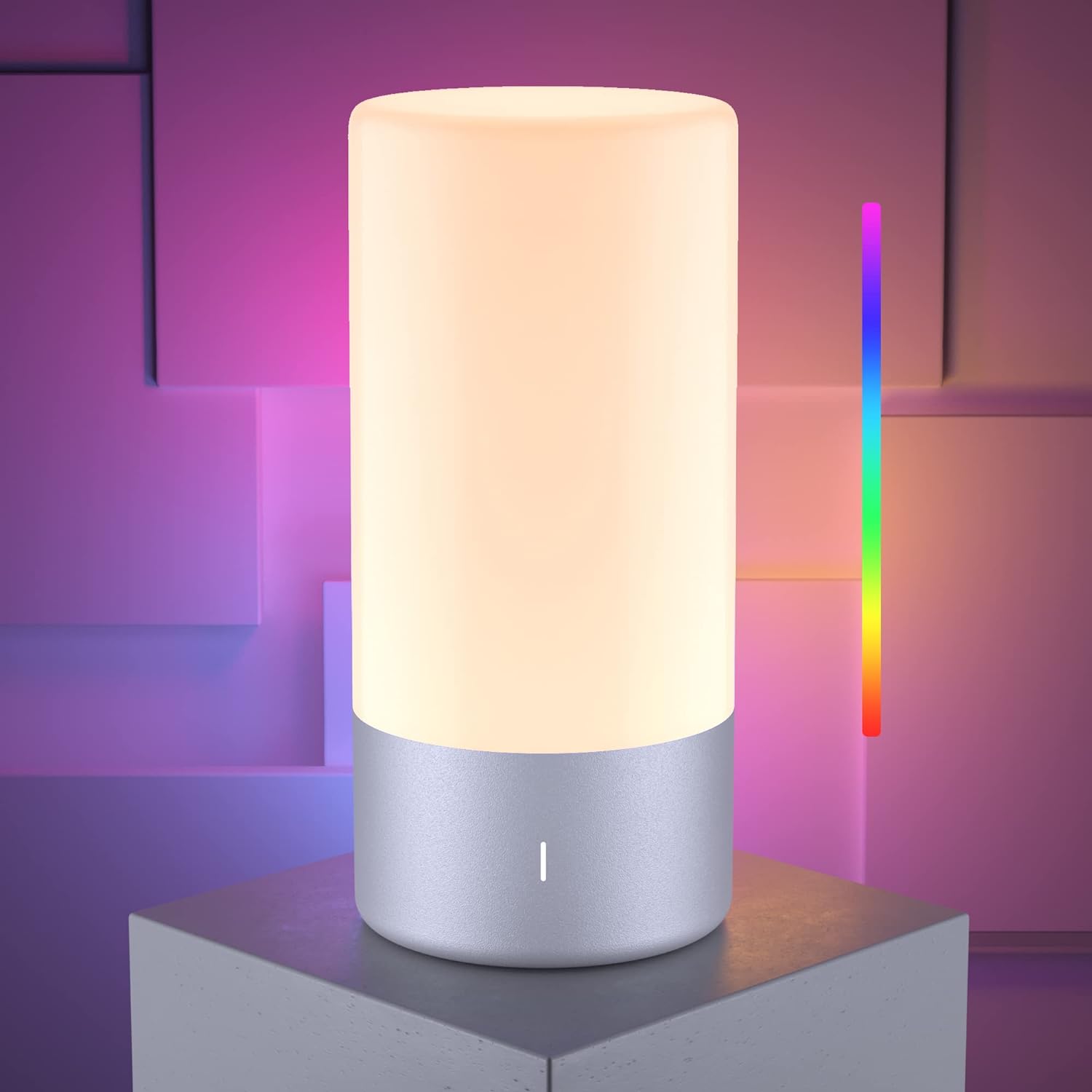 ROOTRO Table Lamp, [Advanced] Bedside Touch Control Lamp for Bedroom 3 Level Dimmable Warm White Lights with 256 RGB Color Mode Modern