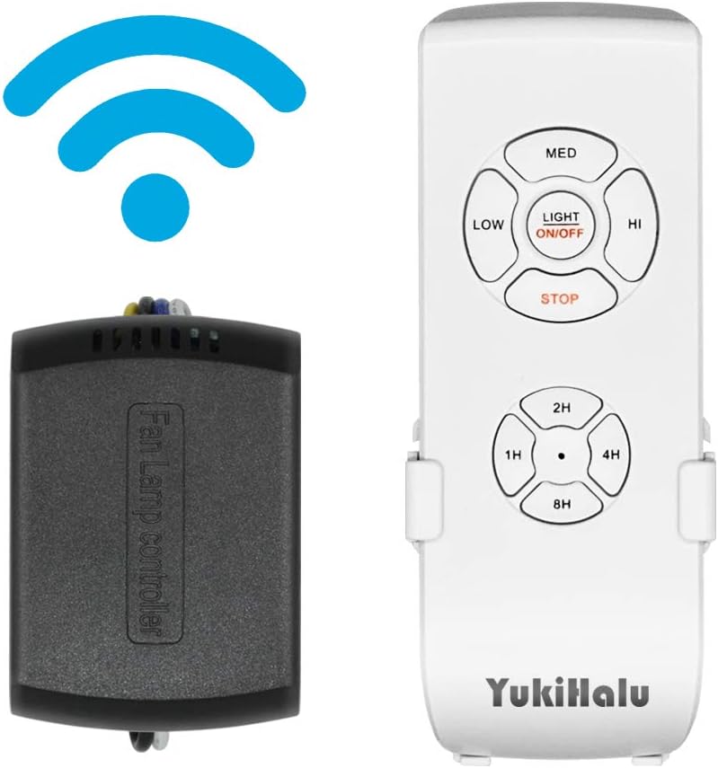 YukiHalu Smart WiFi Ceiling Fan Remote Control Kit, Universal Fan Remote, Controlled by Remote/WiFi/Voice, 3 Speeds 12 Timing, Compatibl