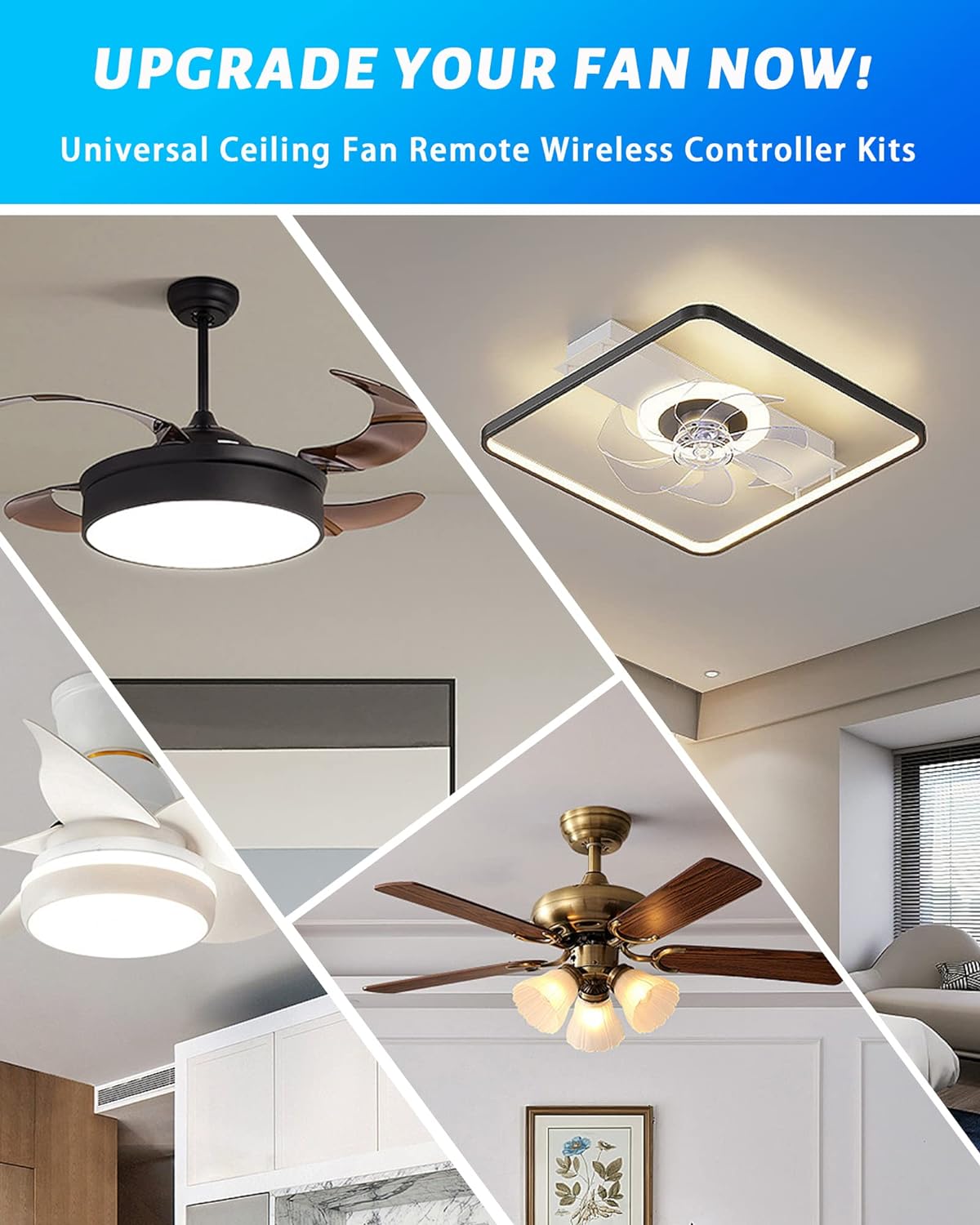 Generic Universal Ceiling Fan Wall Remote Control with Adjustable 3 Speed,Light Dimmer, Smekitlly Single Pole Fan Light Switch Combo, N
